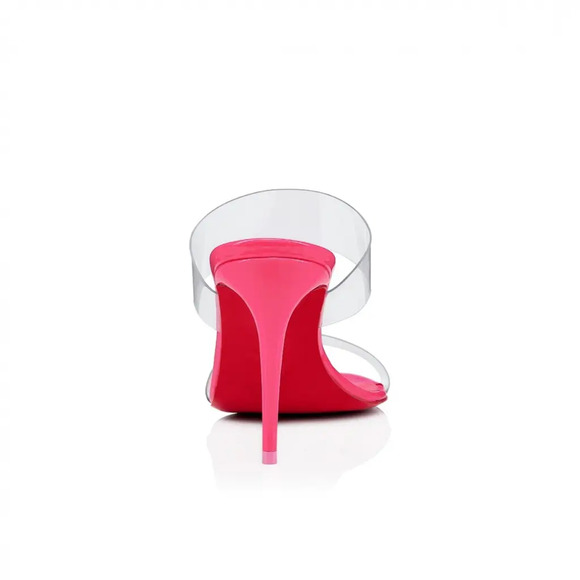 Christian Louboutin Just Nothing 85 Pink Patent PVC Sandal Mule Heel Pump 36.5 - Picture 10 of 12